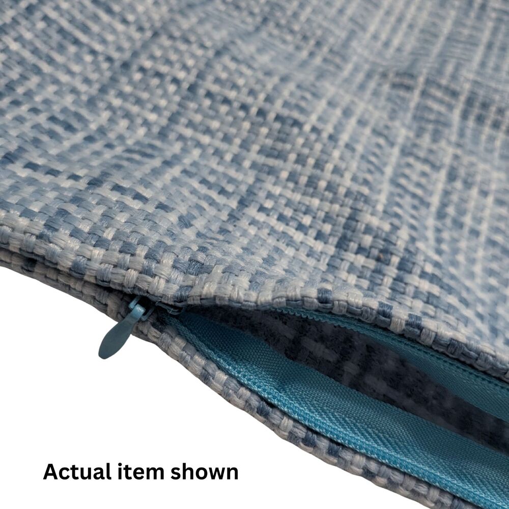 🌊 JELLYMONI Outdoor Waterproof Pillow Covers 2pk Light Blue Farmhouse 18x18 - Picture 7 of 8